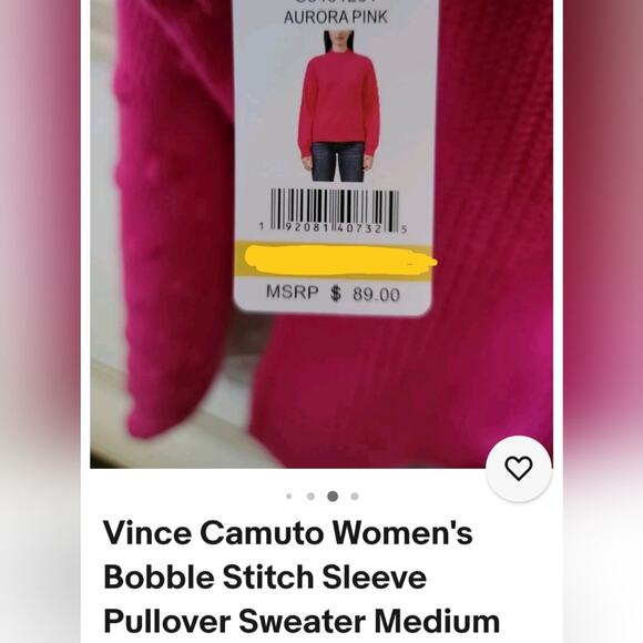 Vince Camuto Pink‎ Magenta Knit Sweater Bobble Stitch Puff Sleeve Ladies Small - Picture 8 of 15